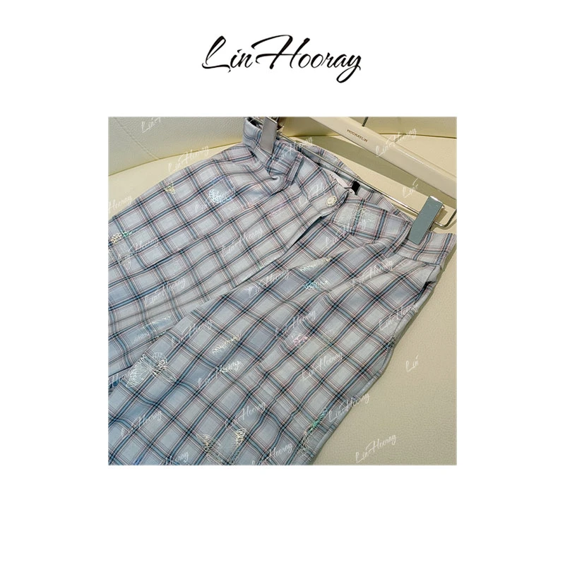 【HoorayLin】镭射蝴蝶炫彩阔腿工装裤KK012