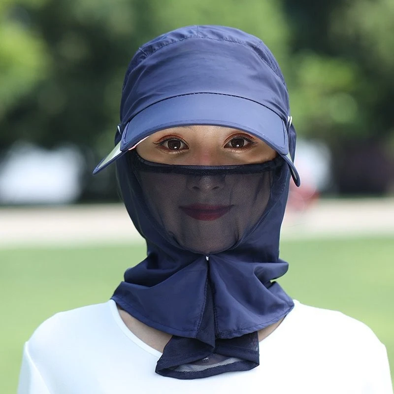 防晒帽子女夏天防紫外线户外面纱遮脸骑车遮阳帽韩版潮百搭太阳帽
