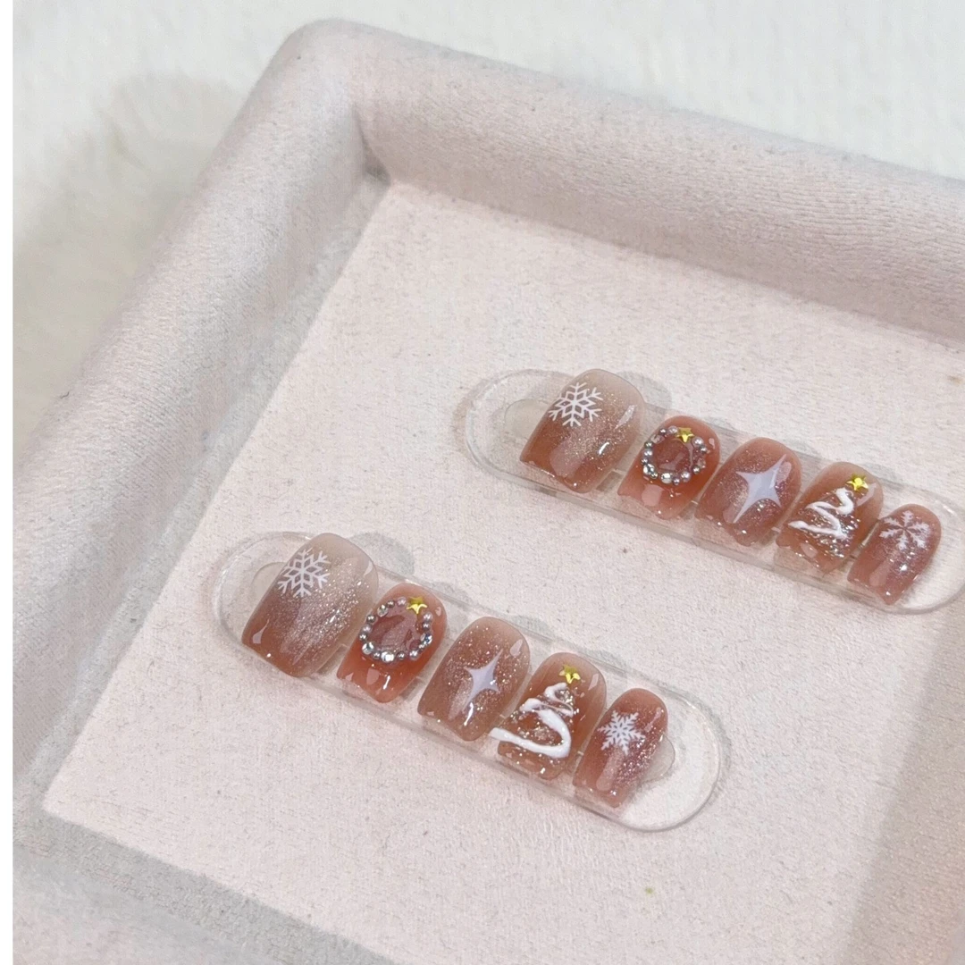 【圣诞初雪】懵懂初雪冬日款显白精致纯手工穿戴甲