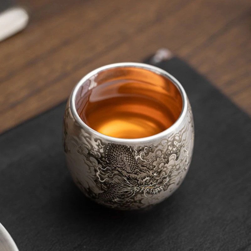 墨龙鎏银茶杯陶瓷