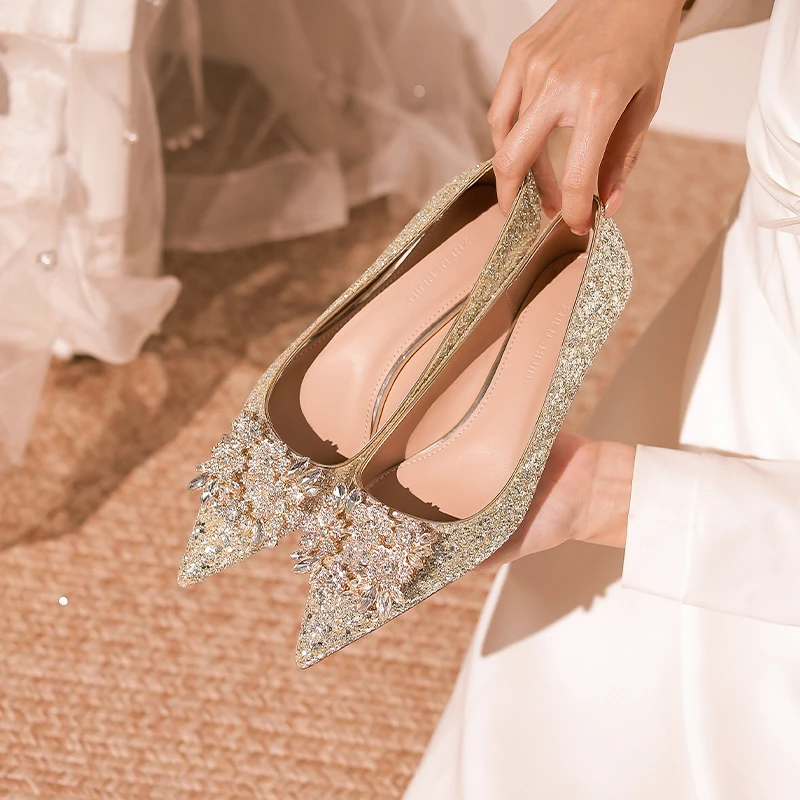 【池美】高级感水晶绝美高跟鞋婚鞋主婚纱礼服伴娘鞋配裙子不累脚