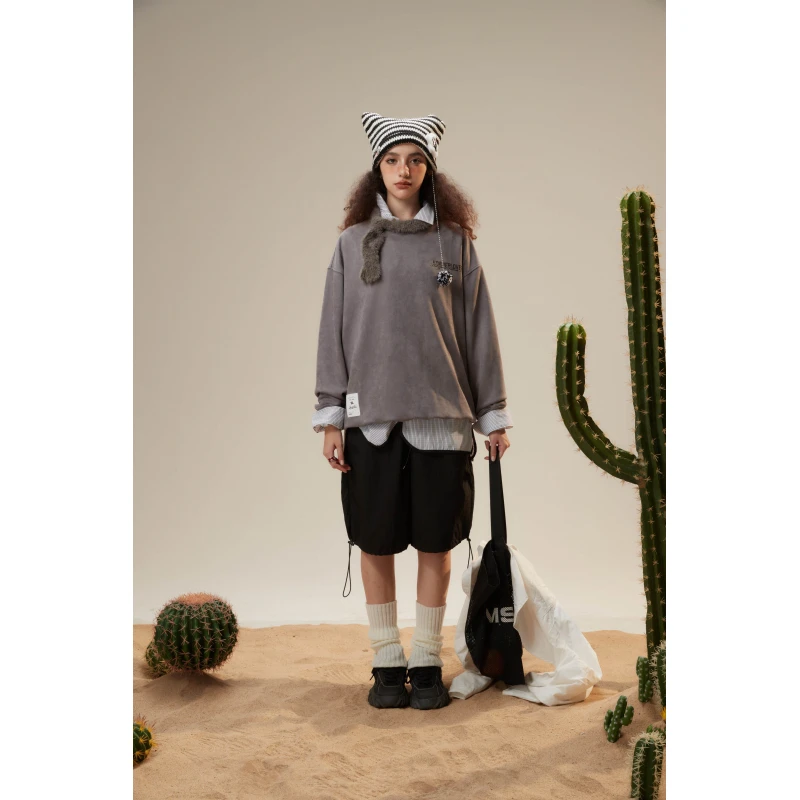 XW318春秋潮牌ins情侣宽松百搭字母印花圆领套头卫衣