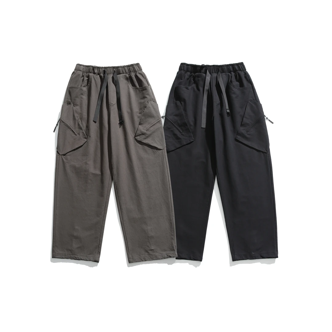 K861春秋潮牌日系简约设计感纯色情侣百搭宽松直筒休闲工装长裤