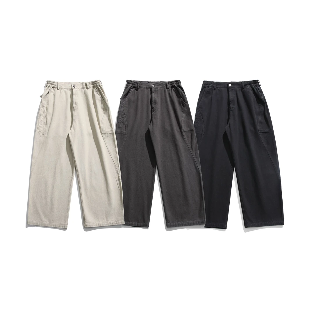 K811日系简约春秋潮牌设计感纯色情侣百搭休闲直筒工装长裤