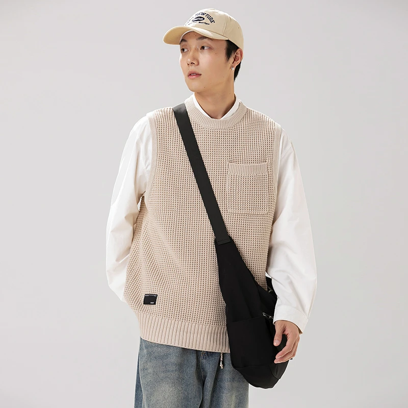 M9160潮牌秋冬日系复古情侣毛衣马甲背心