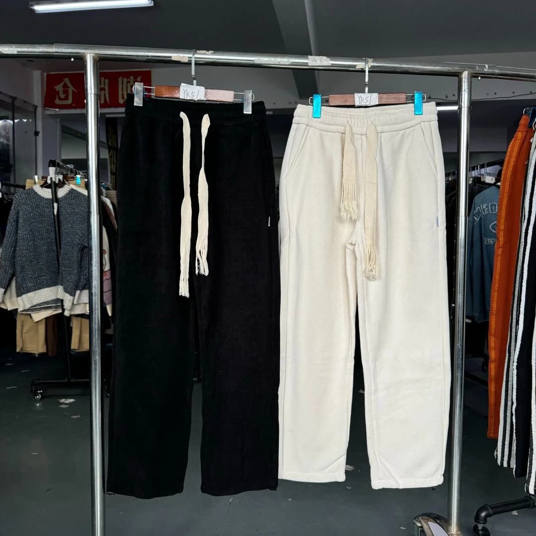 YK51潮牌秋冬加绒保暖港风ins纯色百搭松紧腰束脚休闲运动卫裤