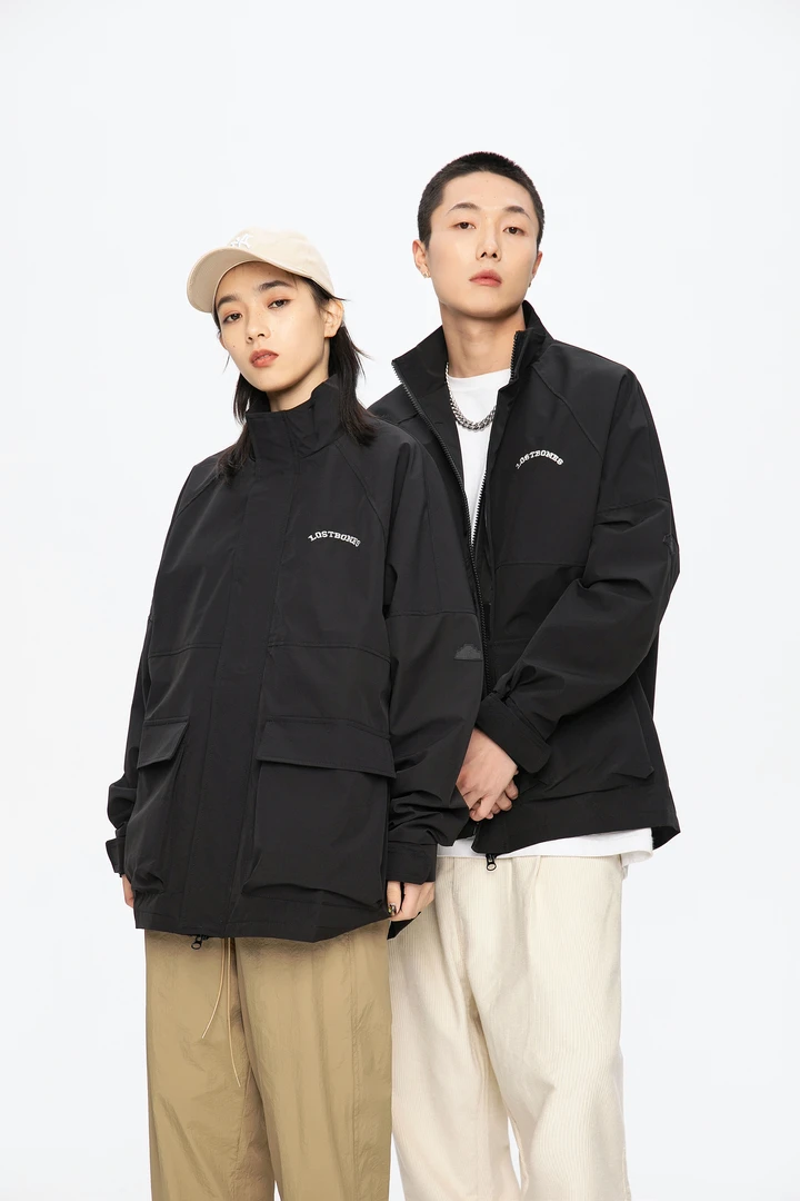 LOSTBONES潮牌春秋美式复古情侣字母立领夹克外套V1833