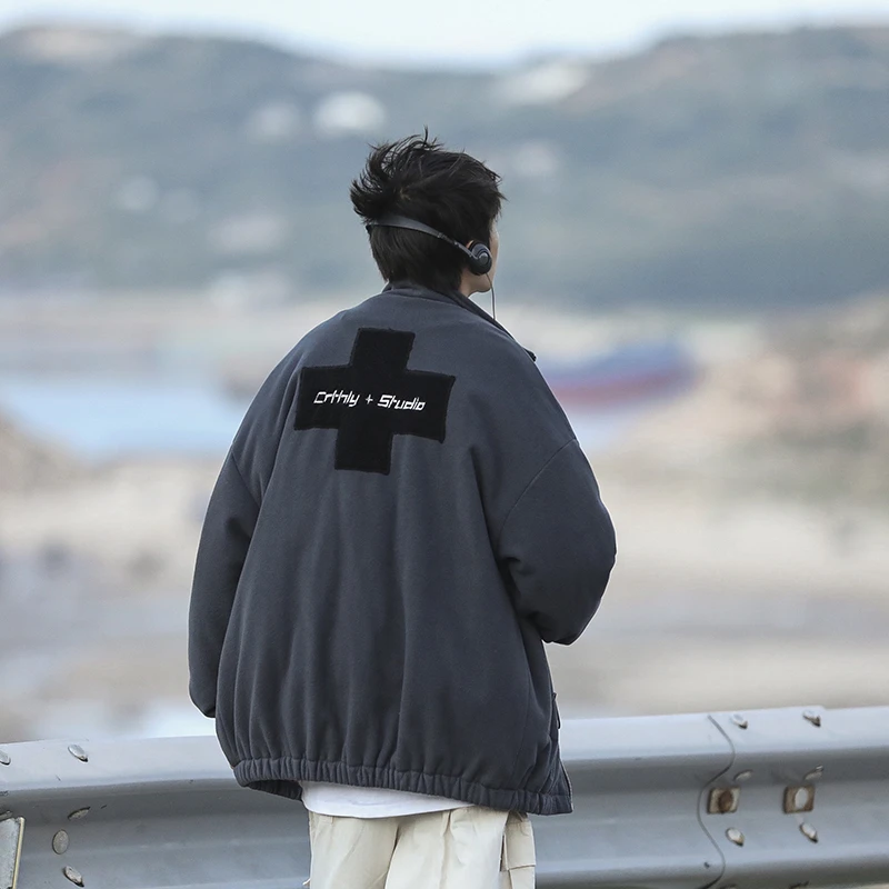 潮牌毛巾绣摇粒绒棉衣88138