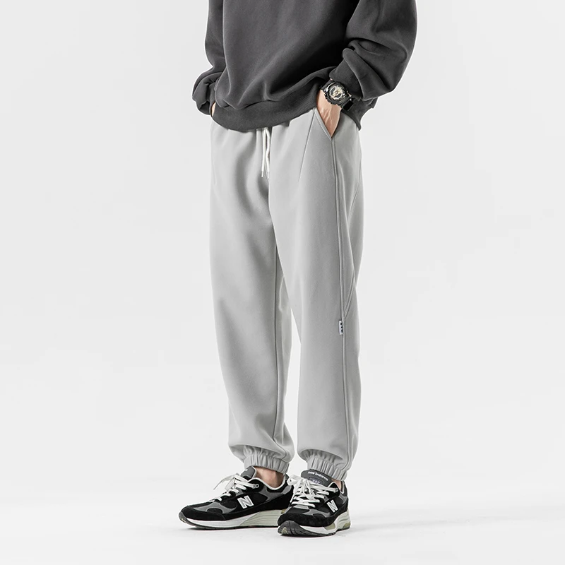 CK056潮牌港风设计感纯色情侣百搭松紧腰系带束脚休闲运动卫裤