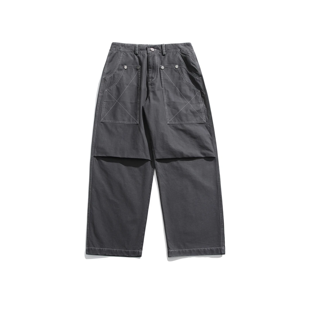 K818春秋潮牌日系复古高街宽松百搭山系直筒工装长裤