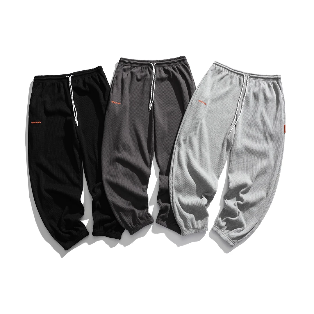 K437潮牌港风ins情侣百搭刺绣字母休闲运动束脚卫裤