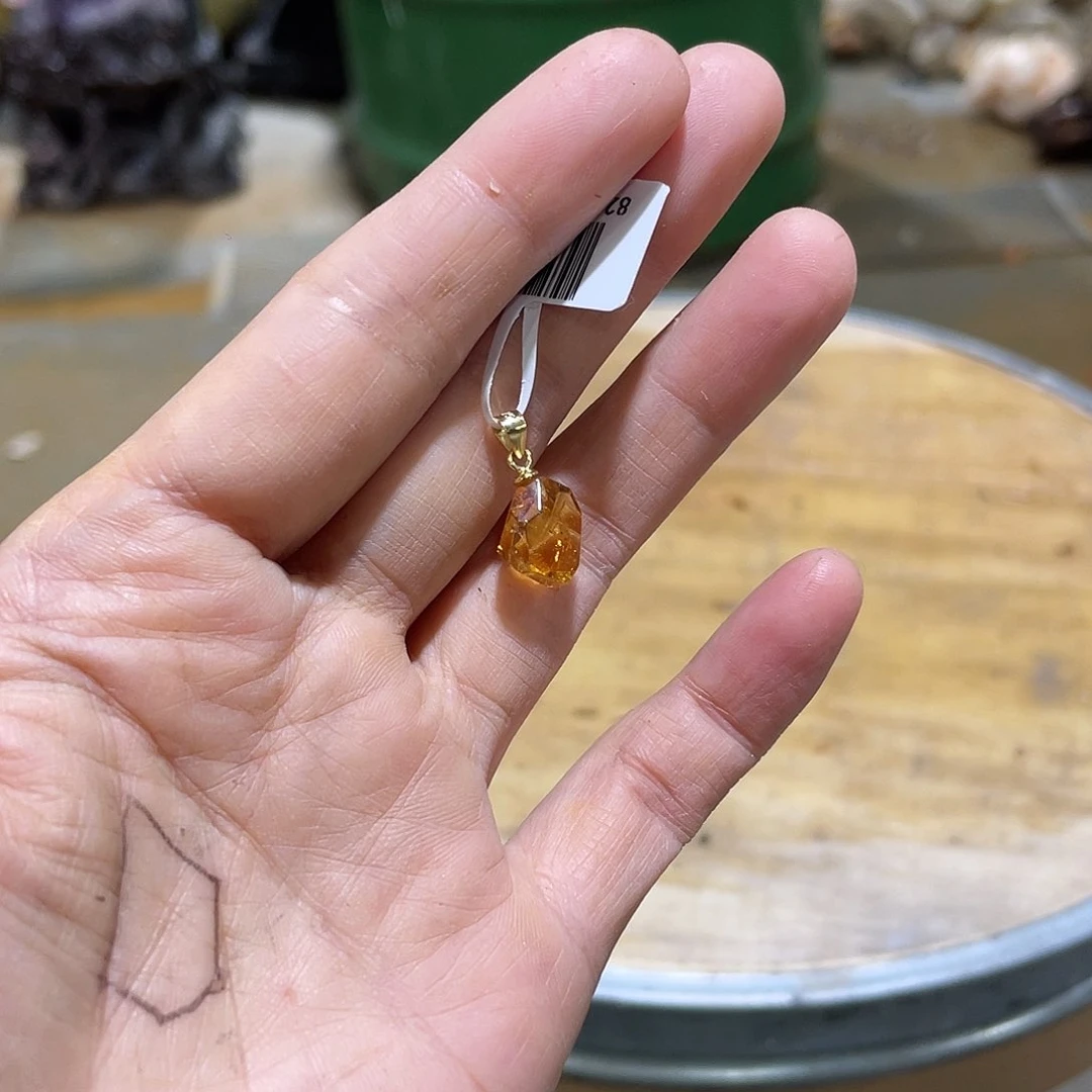 水晶吊坠银S925镀金镶嵌h s 894