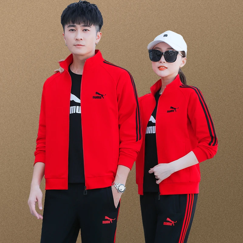 跑步运动服套装女春秋季情侣装乔丹诺男士时尚宽松休闲卫衣三件套