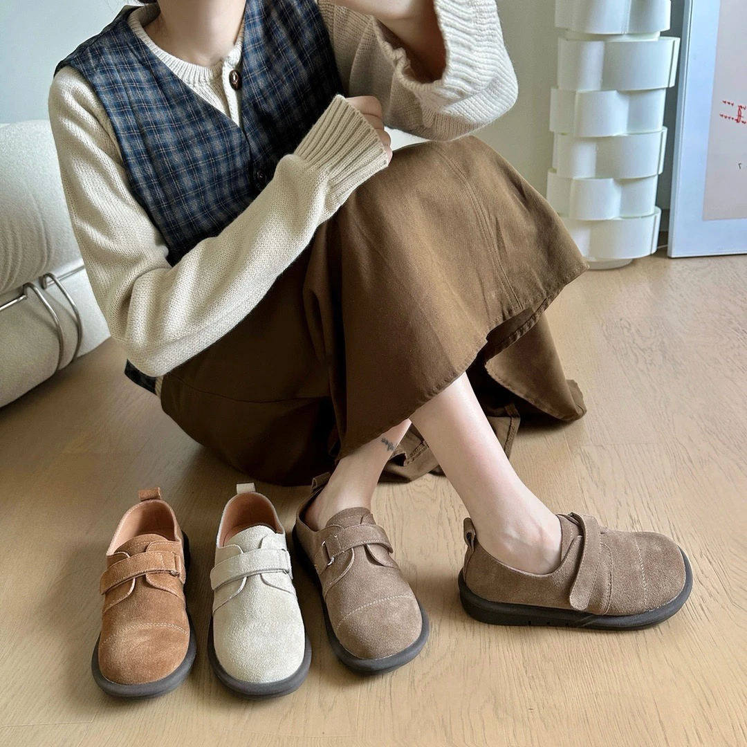 VEEFSHOW 5599-2 文艺森女风磨砂勃肯鞋女鞋子秋休闲平底丑萌单鞋