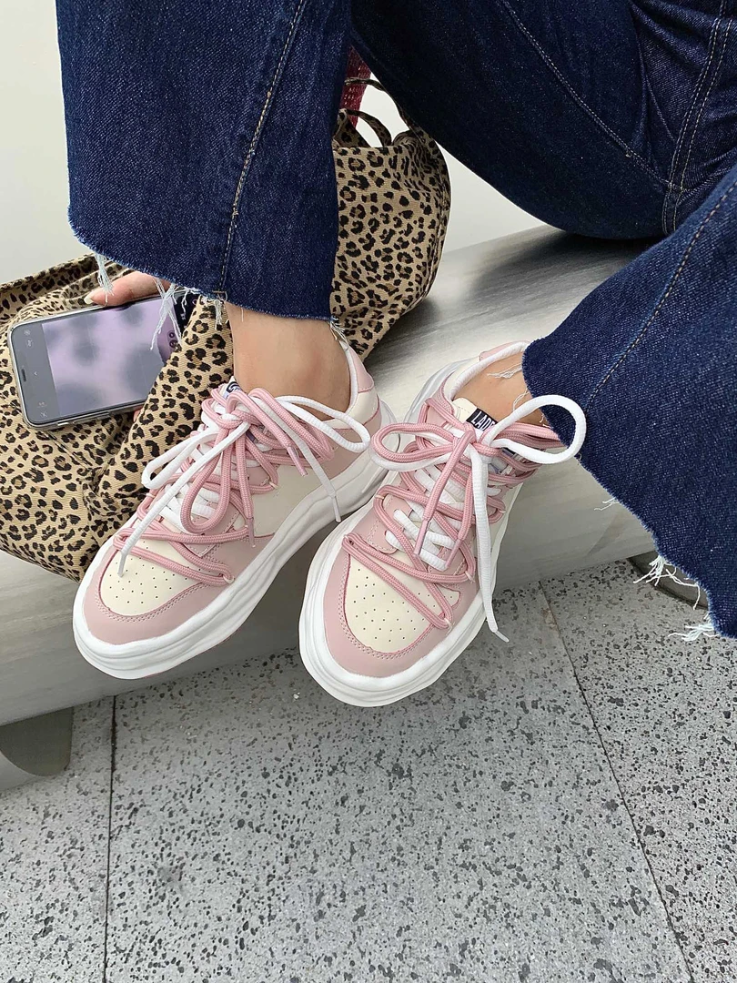 3288-3 加绒小众溶解底拼色女鞋厚底超百搭时尚小白鞋