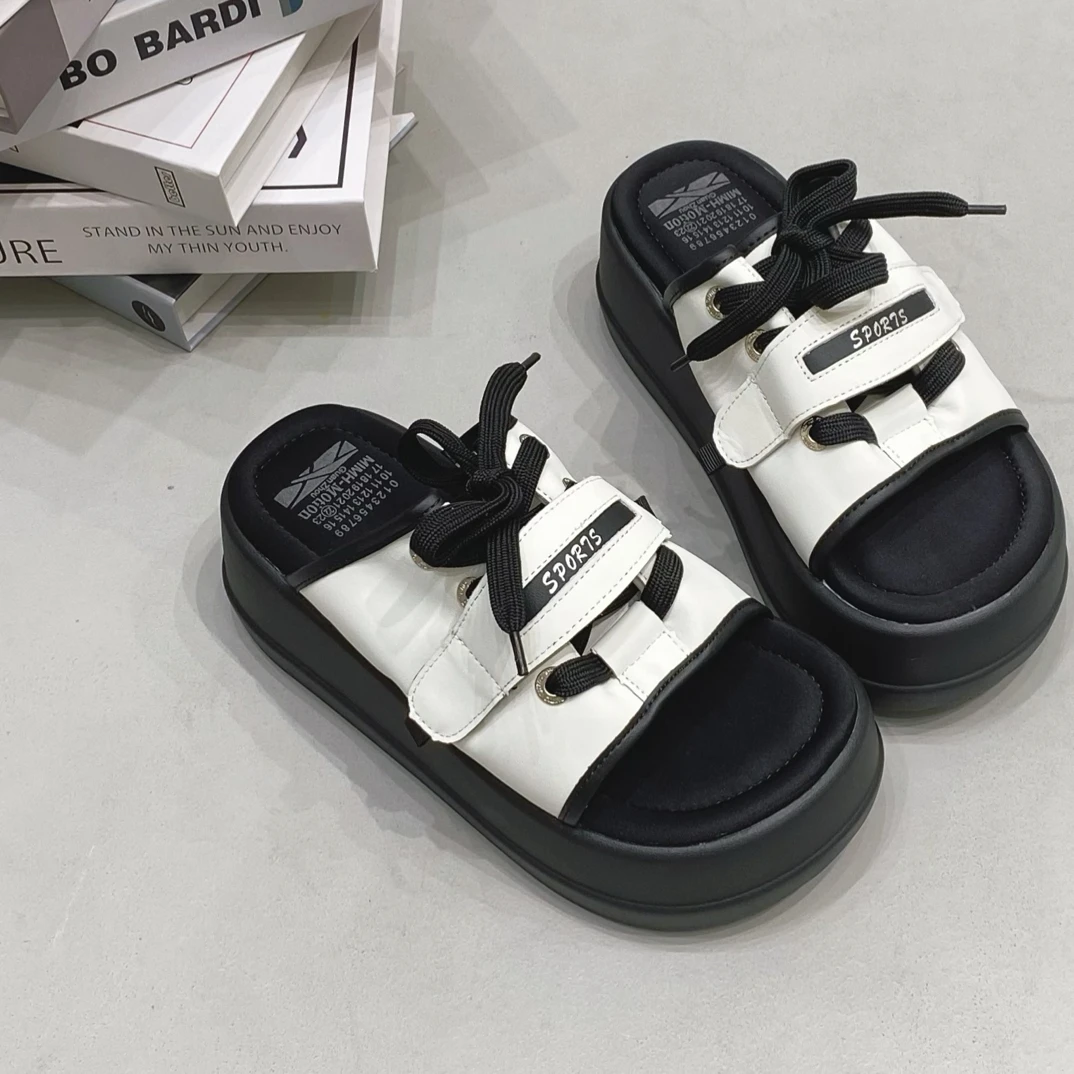 VEEFSHOW 245-3 底高7厘米小个子拖鞋女夏厚底轻便松糕露趾凉拖鞋