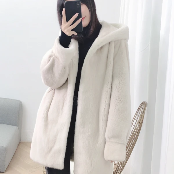 2025款一件出门进口紫金短二貂皮大衣女整貂连帽年轻皮草外套冬