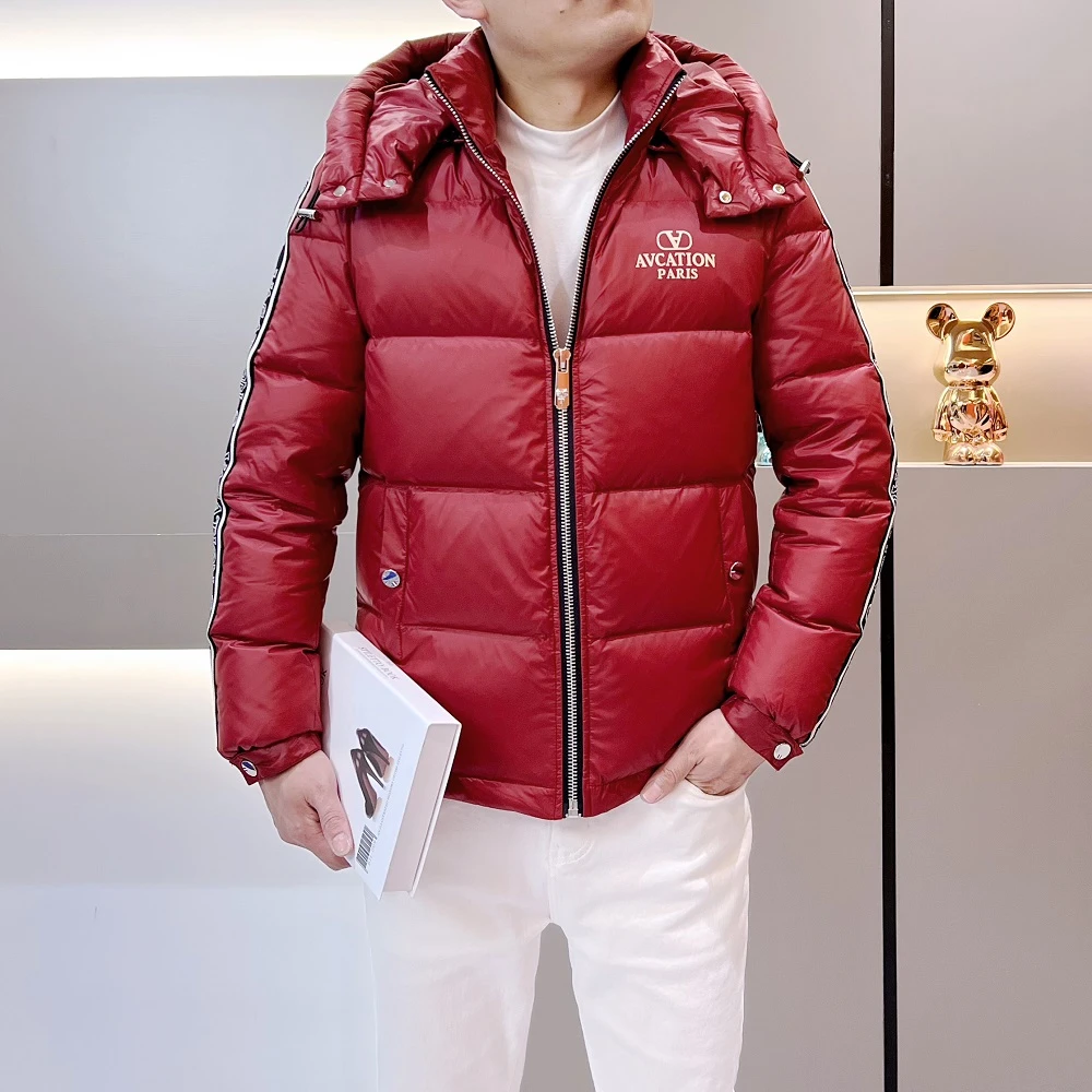 冬季保暖防寒羽绒服时尚潮流修身休闲90白鸭绒脱卸帽高级感外套