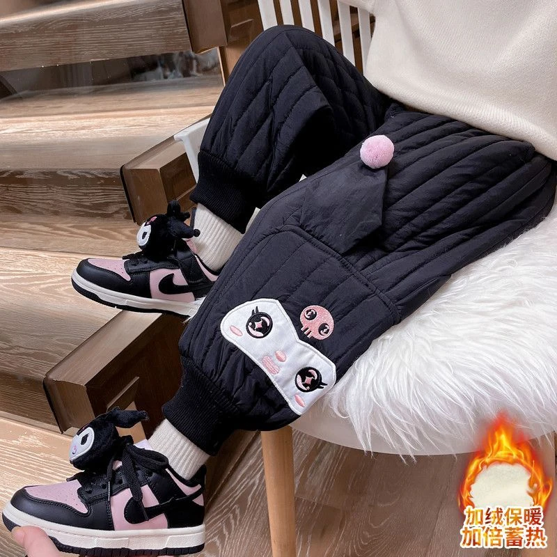 【卡皮】儿童一条过冬裤子女童三层夹棉加绒加厚棉裤宝宝冬季卡通