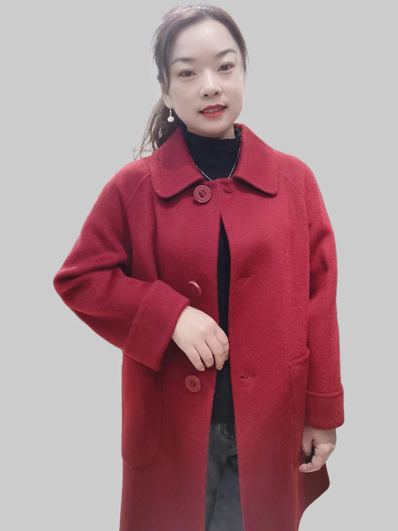 2024年秋冬新款宽松休闲洋气时尚年轻减龄双面呢大衣中长款外套女