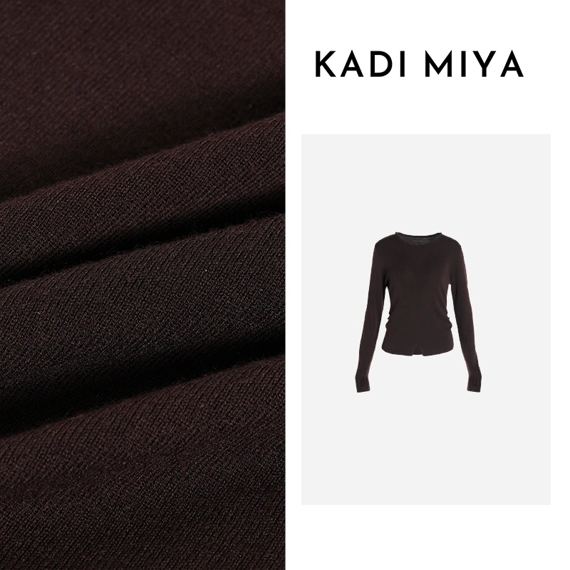 KADIMIYA【秋日Feel】慵懒松弛简约纯色圆领长袖毛针织衫女上衣