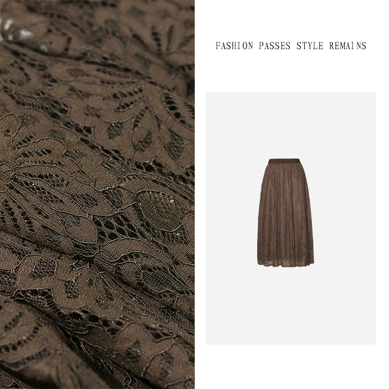 KADIMIYA法式优雅大摆烫钻蕾丝半身裙高级轻奢时尚显瘦长裙