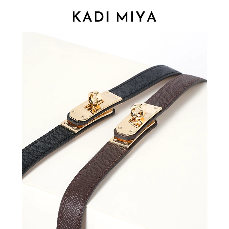 高级感可调节细腰带女搭配百搭束腰金属扣小腰带