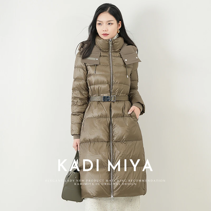 KADIMIYA高级感长款羽绒服90白鹅绒收腰显瘦通勤气质
