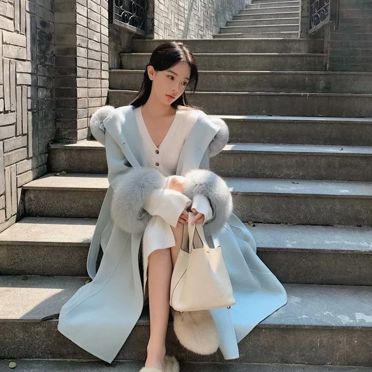 【喜马拉雅】双面呢羊毛大衣外套中长款2024秋冬网红气质