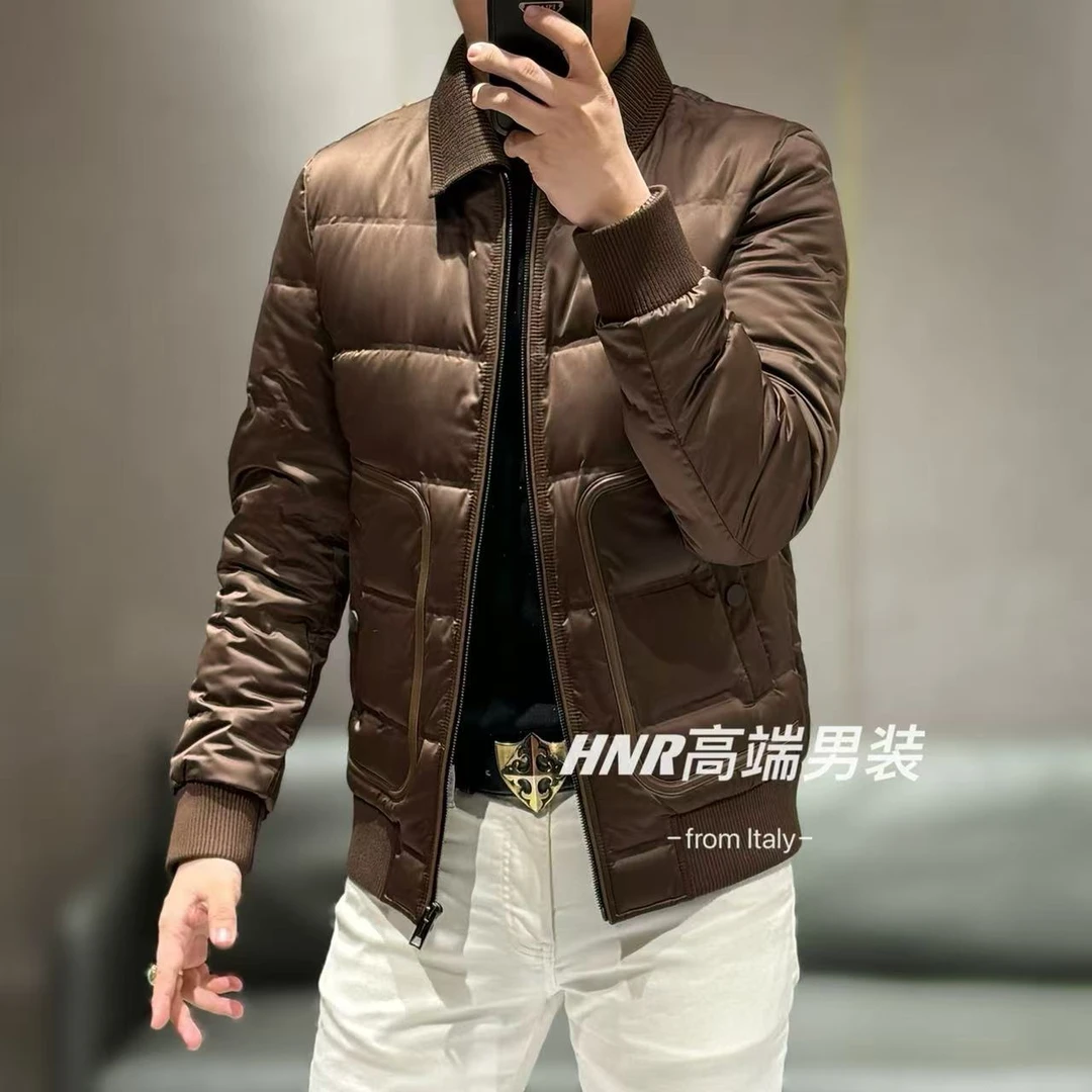 大口袋设计款秋冬男士休闲翻领羽绒服82700