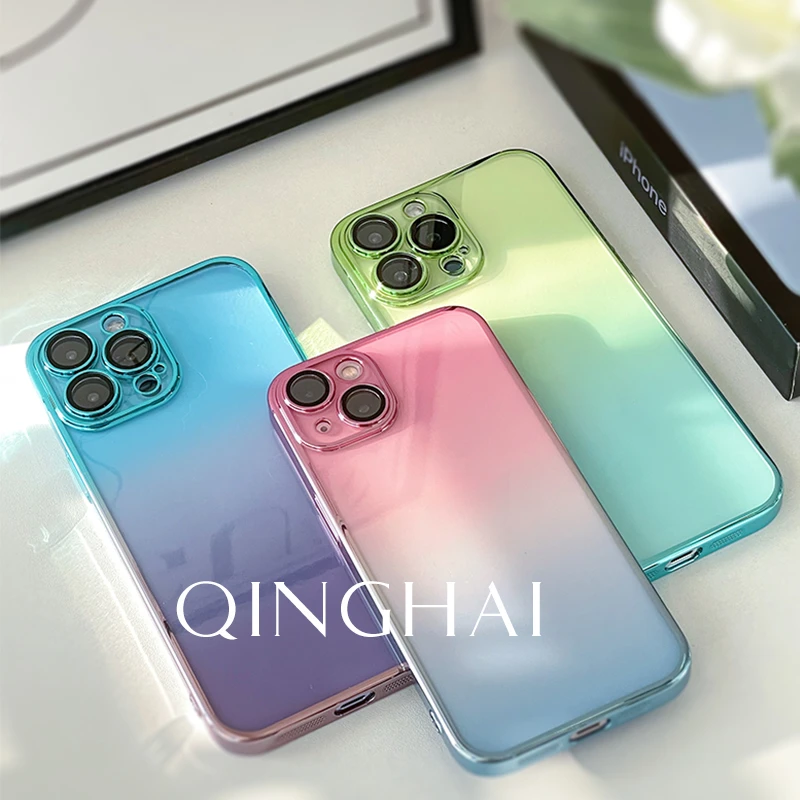 渐变电镀双色适用iphone16promax苹果15手机壳14镜头膜13超薄保护