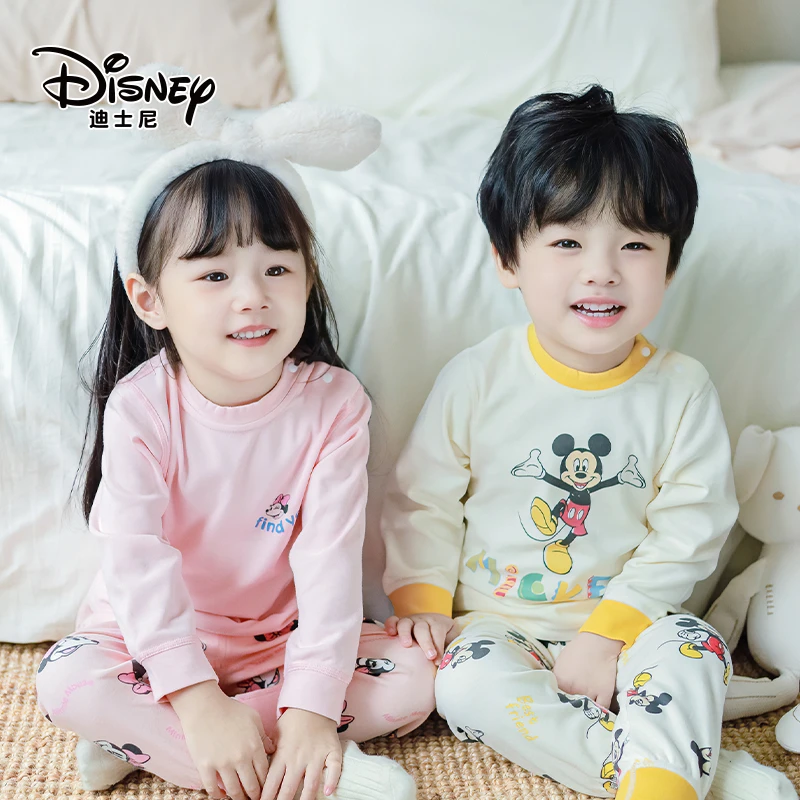 Disney/迪士尼儿童保暖内衣套装春秋纯棉宝宝秋衣裤秋装女童套装