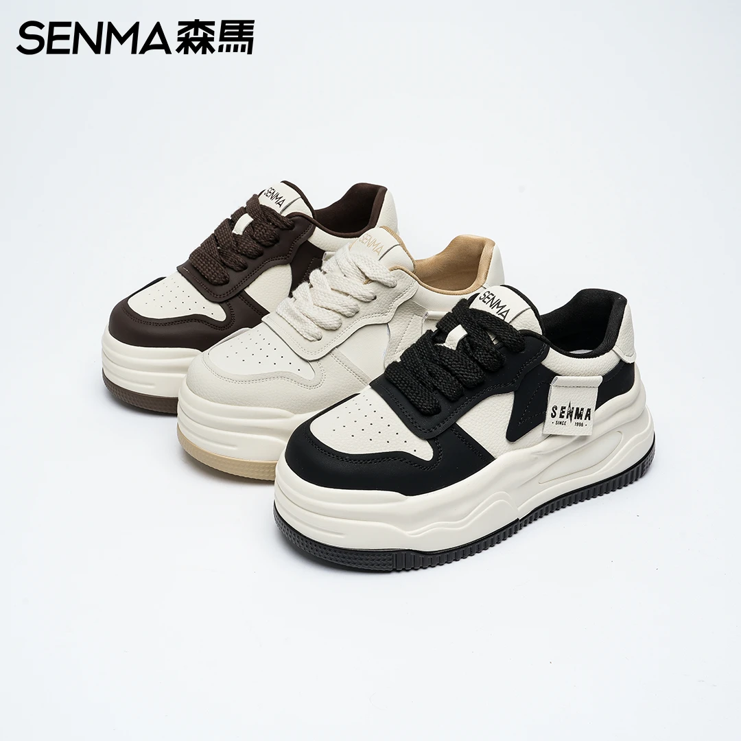 SENMA/森马休闲鞋女2023秋季新款时尚舒适百搭增高厚底潮流板鞋
