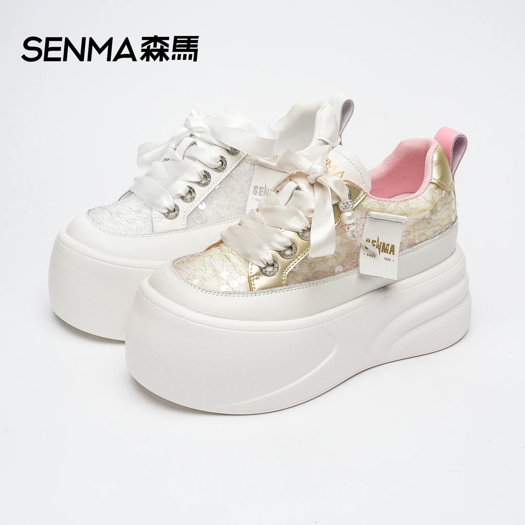 SENMA/森马休闲鞋女2023秋季新款时尚舒适百搭增高厚底潮流板鞋