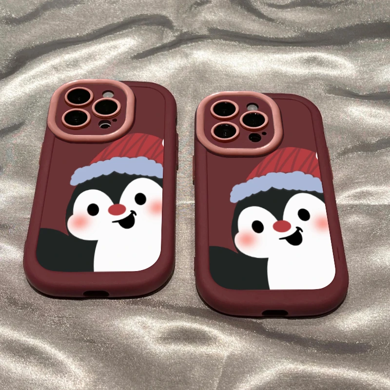 红帽小企鹅泡芙壳适用苹果13手机壳iphone14/15promax防摔12/11女