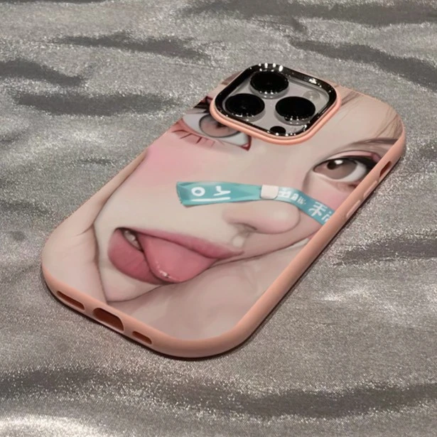 马卡龙俏皮女孩苹果15手机壳全包iphone14promax防摔12创意个性11