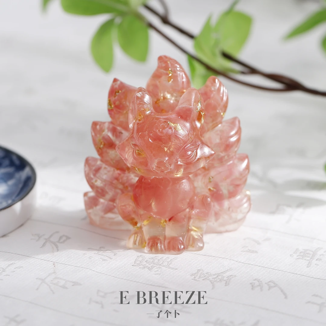 一了个卜【良缘】天然水晶九尾狐（滴胶工艺）