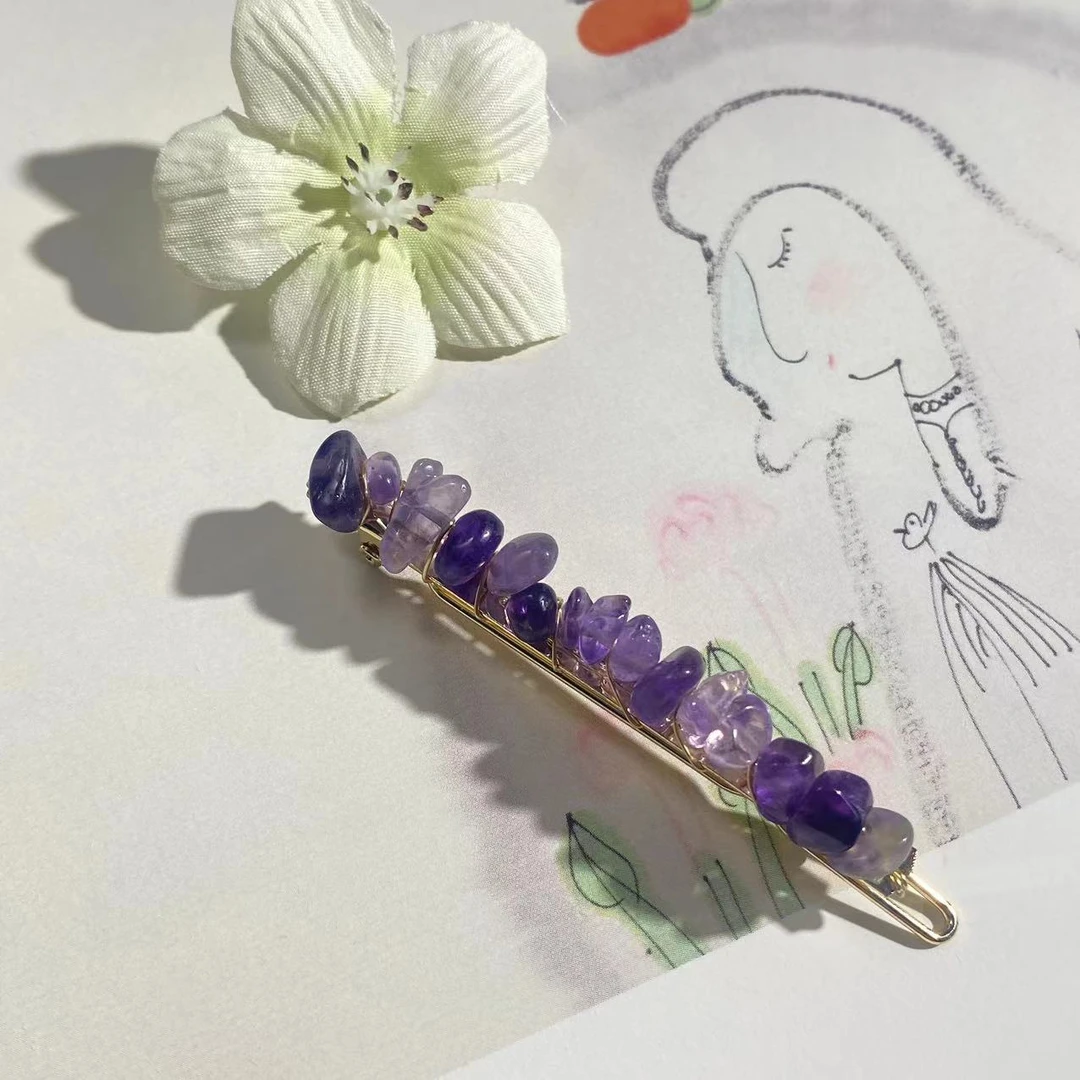 一了个卜【慧心】紫水晶碎石发夹 招贵people