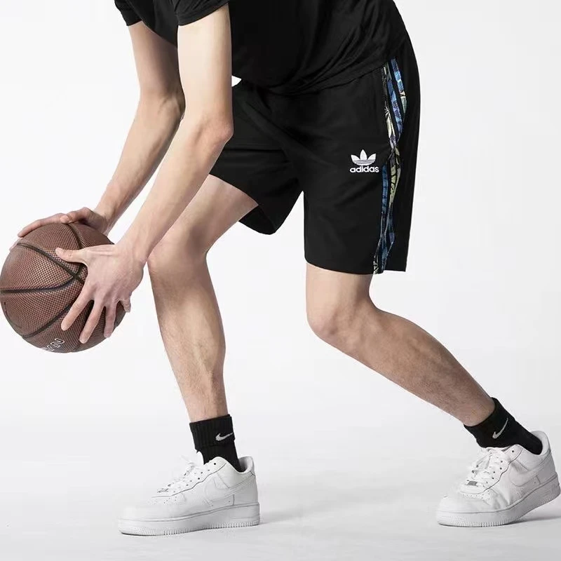 adidas/阿迪达斯夏季短裤速干面料情侣款刺绣运动百搭五分裤