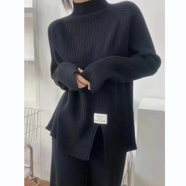 孕妇装秋冬季新款时尚百搭开叉毛衣打底衫休闲针织衫