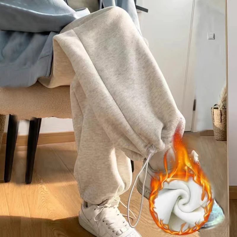 孕妇裤子运动裤秋冬款加厚加绒不勒肚子棉裤束脚休闲阔腿卫裤