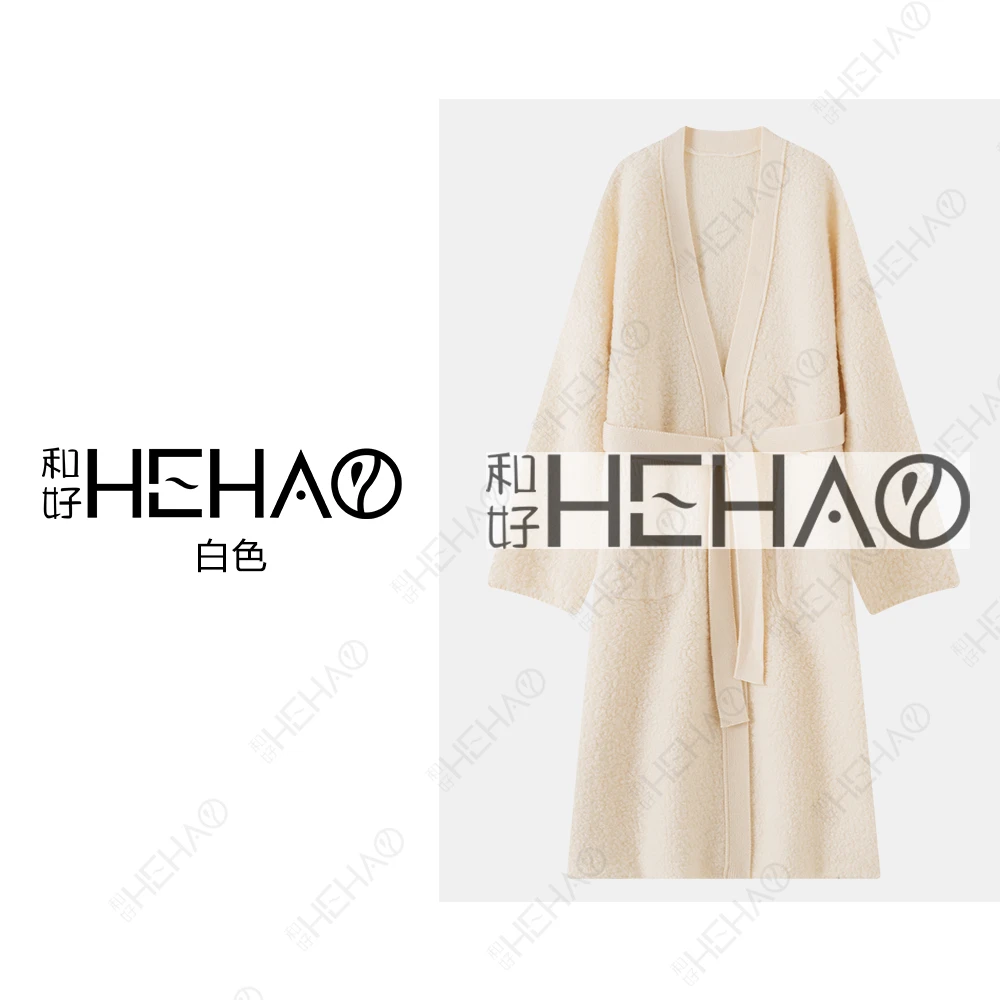 秋冬时尚百搭长浴袍款宽松圈圈绒开衫57130