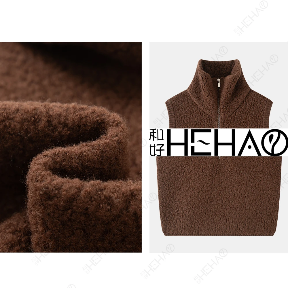 【半熟冬日】100%棉羊毛秋冬季无袖半高领休闲宽松女马甲上衣5309