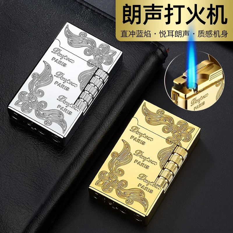 经典使用钢音朗声充气复古直冲蓝焰打火机商务礼品送礼清脆朗声高