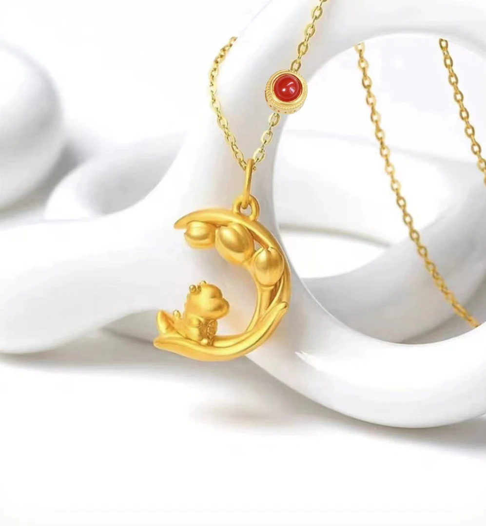 天然辰砂原创设计足金999福牌吊坠时尚轻奢送女友