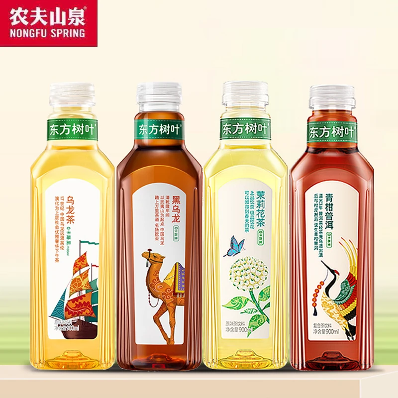 农夫山泉东方树叶无糖饮料900ml*12瓶 茉莉花茶 绿茶红茶黑乌龙茶