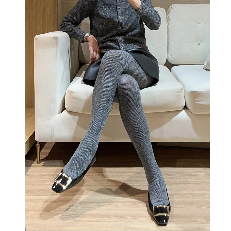 秀款花色并线连裤袜秋冬保暖针织连裤打底袜老板娘同款A039
