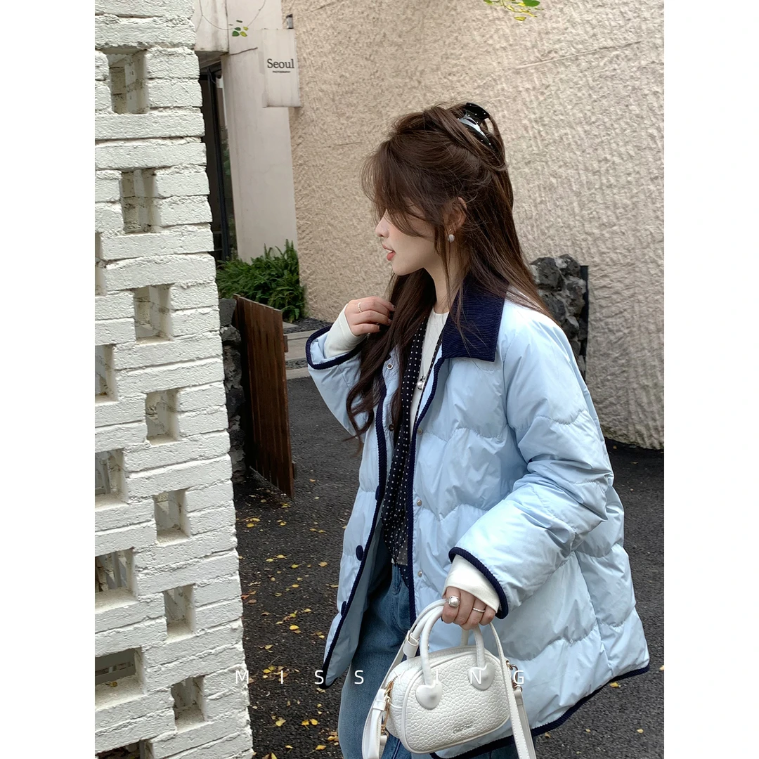 应小姐【冬日曼城】羽绒服微胖大码显瘦韩版冬季保暖设计短款轻薄款