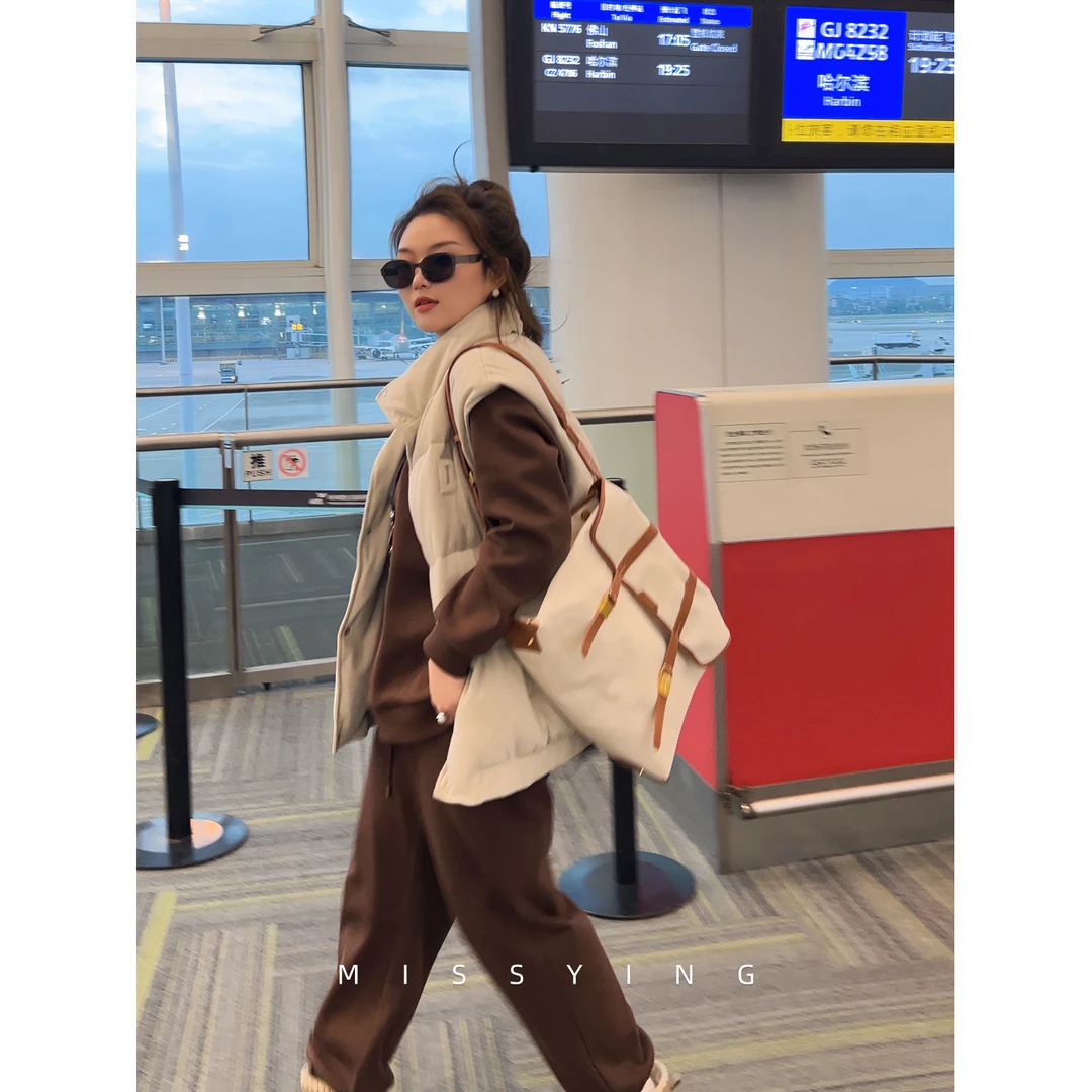 应小姐【Miu家私服】微胖大码韩系时尚显瘦休闲风加绒卫衣长裤套装