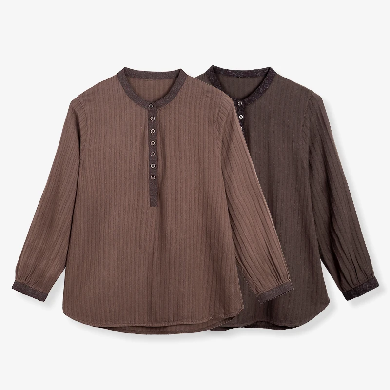 韩穆A67138时尚减龄高档中年妈妈装衬衫秋季新款衬衣大码休闲上衣